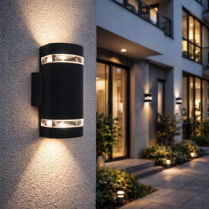 Iluminação de parede exterior KORTEK 2×GU10/30W/230V IP44 Preta