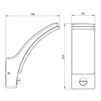 Iluminação de parede LED exterior com sensor AMY LED/12W/230V IP44 preto