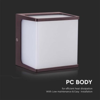 Iluminação de parede exterior LED LED/8W/230V IP65 4000K castanho