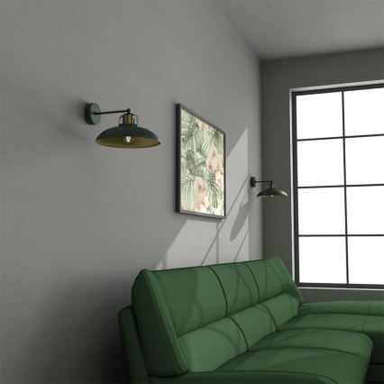 Iluminação de parede FELIX 1xE27/60W/230V verde