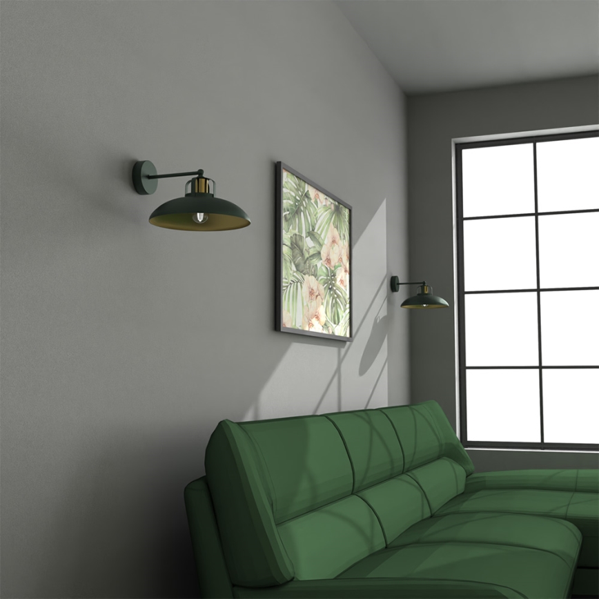 Iluminação de parede FELIX 1xE27/60W/230V verde