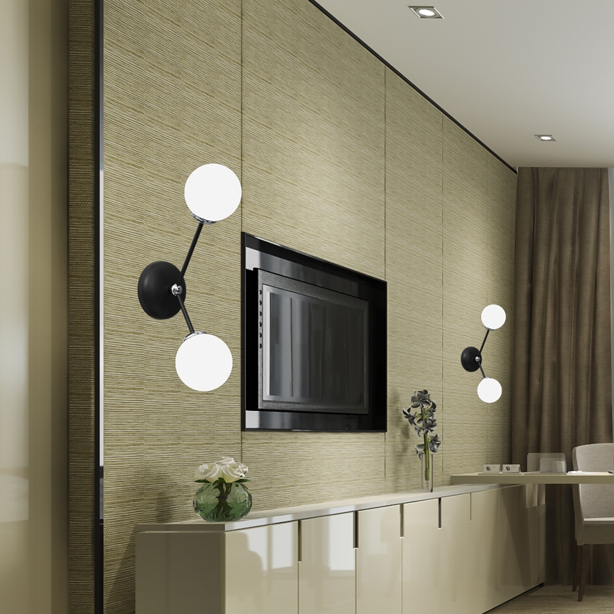 Iluminação de parede JOY 2xE14/40W/230V preta/cromada brilhante