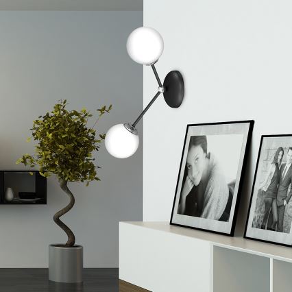 Iluminação de parede JOY 2xE14/40W/230V preta/cromada brilhante