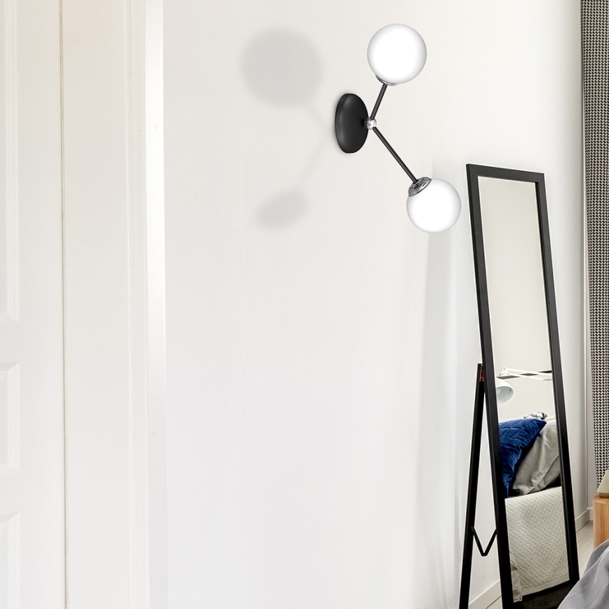 Iluminação de parede JOY 2xE14/40W/230V preta/cromada brilhante