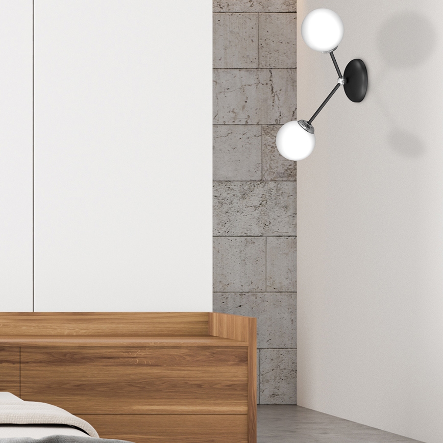 Iluminação de parede JOY 2xE14/40W/230V preta/cromada brilhante