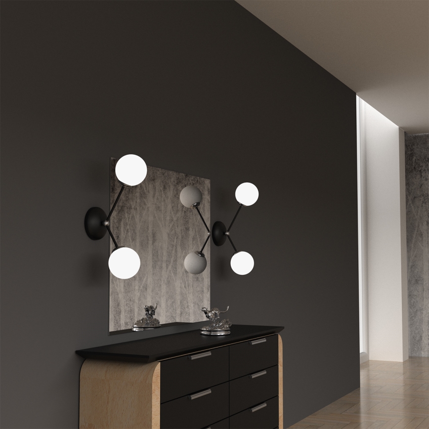 Iluminação de parede JOY 2xE14/40W/230V preta/cromada brilhante