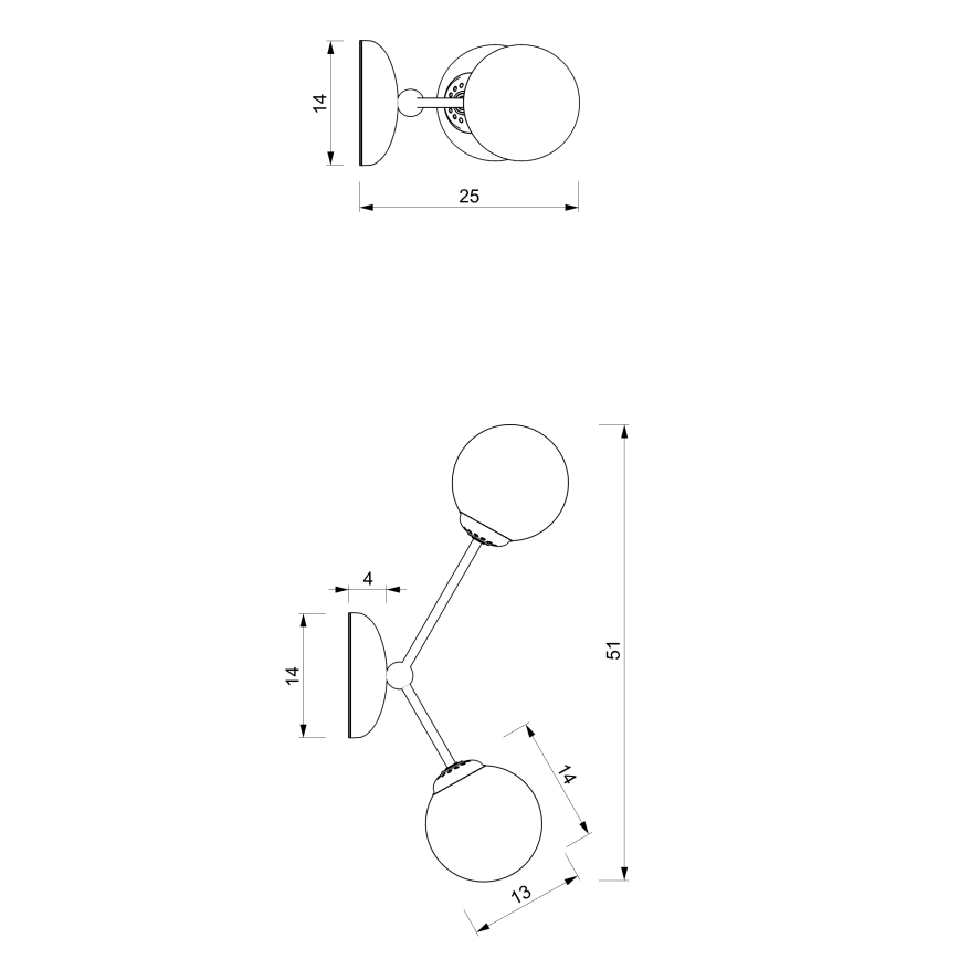 Iluminação de parede JOY 2xE14/40W/230V preta/cromada brilhante