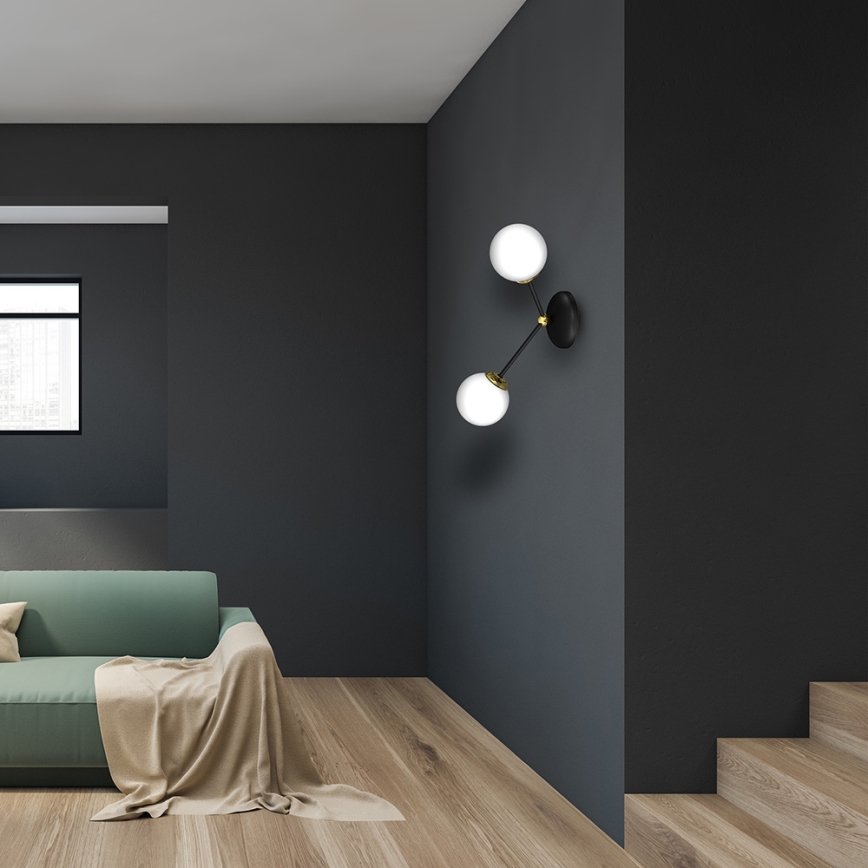 Iluminação de parede JOY 2xE14/40W/230V preta/dourada