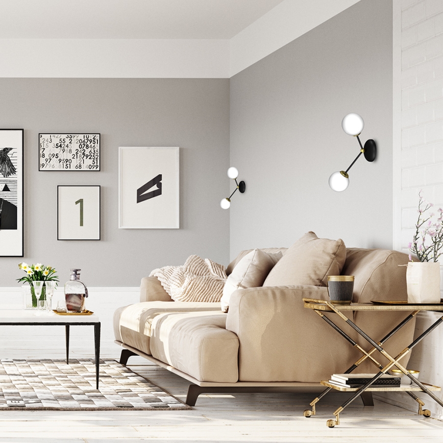 Iluminação de parede JOY 2xE14/40W/230V preta/dourada