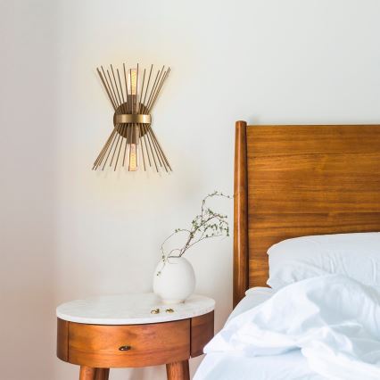 Iluminação de parede KIRPI 2xE27/40W/230V dourada