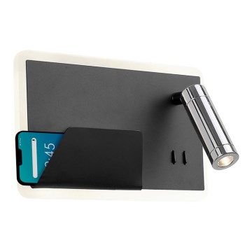 Iluminação de parede LED BOARD LED/7,8W/230V + LED/3W preto/cromado brilhante