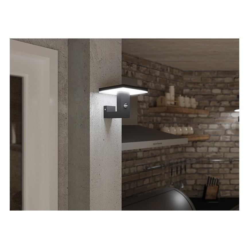 Iluminação de parede LED exterior com sensor BARI LED/10W/230V 4000K IP54 antracite