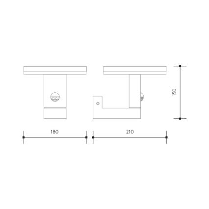 Iluminação de parede LED exterior com sensor BARI LED/10W/230V 4000K IP54 antracite