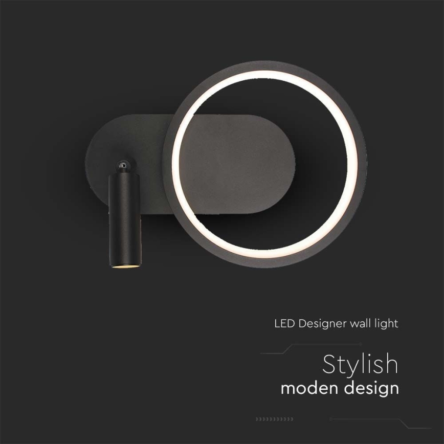 Iluminação de parede LED LED/14W/230V 3000K preto