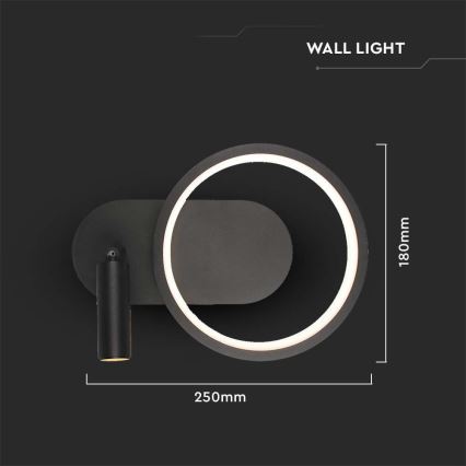 Iluminação de parede LED LED/14W/230V 3000K preto