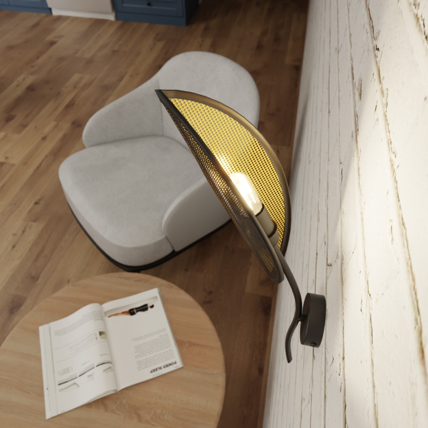 Iluminação de parede LOTUS 1xE14/10W/230V preto/dourado