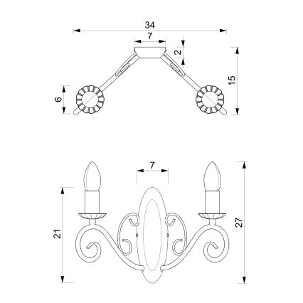 Iluminação de parede MAURO 2xE14/60W/230V