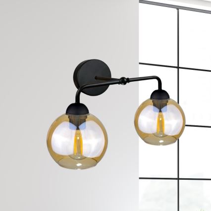 Iluminação de parede MELLE BLACK 2xE27/60W/230V