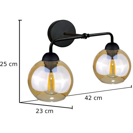 Iluminação de parede MELLE BLACK 2xE27/60W/230V