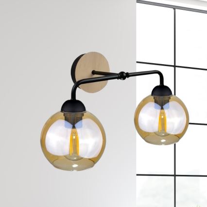 Iluminação de parede MELLE WOOD 2xE27/60W/230V