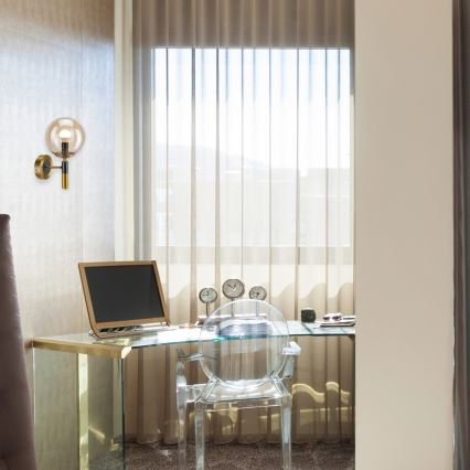 Iluminação de parede ROLLO 1xE14/5W/230V dourado/fumado bege