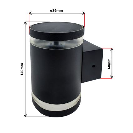 Iluminação de parede solar LED LED/5V IP44 preto