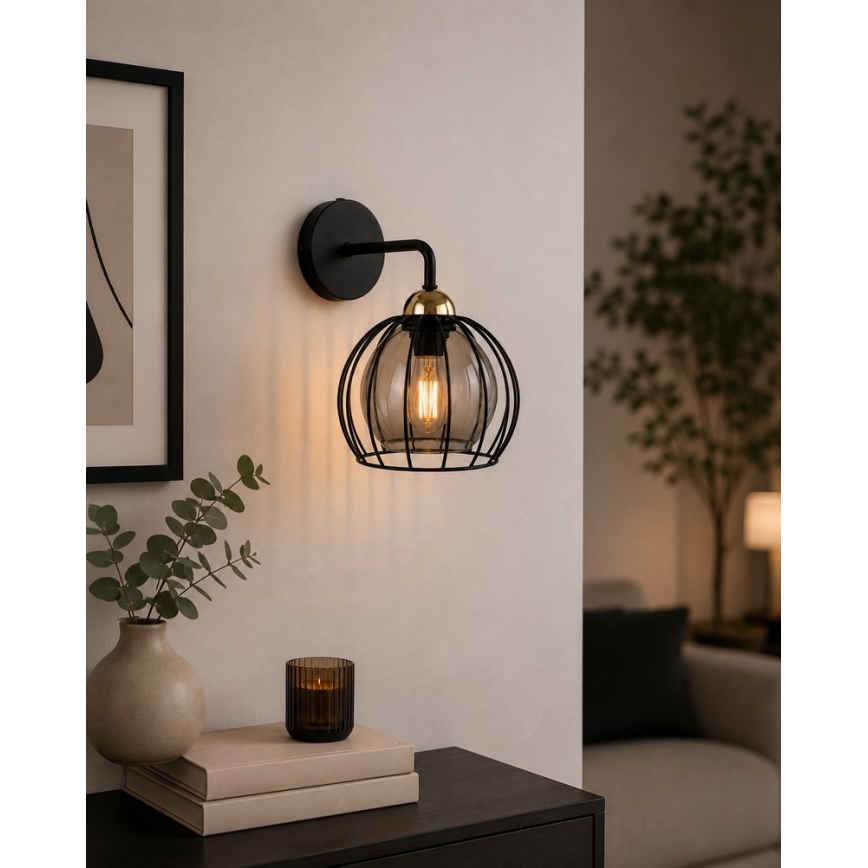 Iluminação de parede SOLO BLACK 1xE27/60W/230V preto/dourado