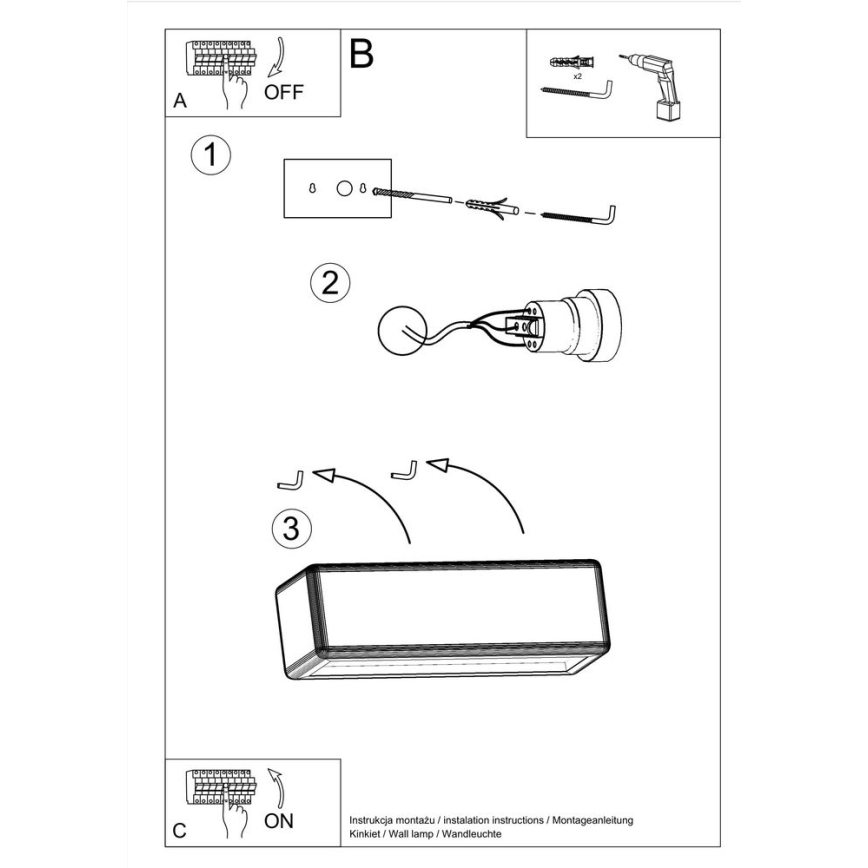 Iluminação de parede SUBANI 1xE27/60W/230V