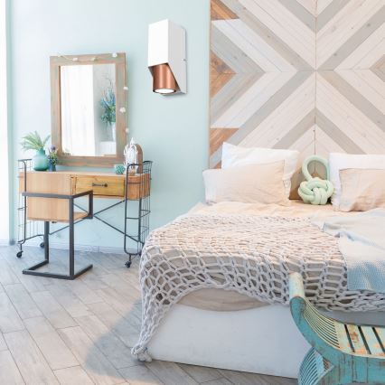 Iluminação de parede WALL 1xGU10/8W/230V branco/cobre