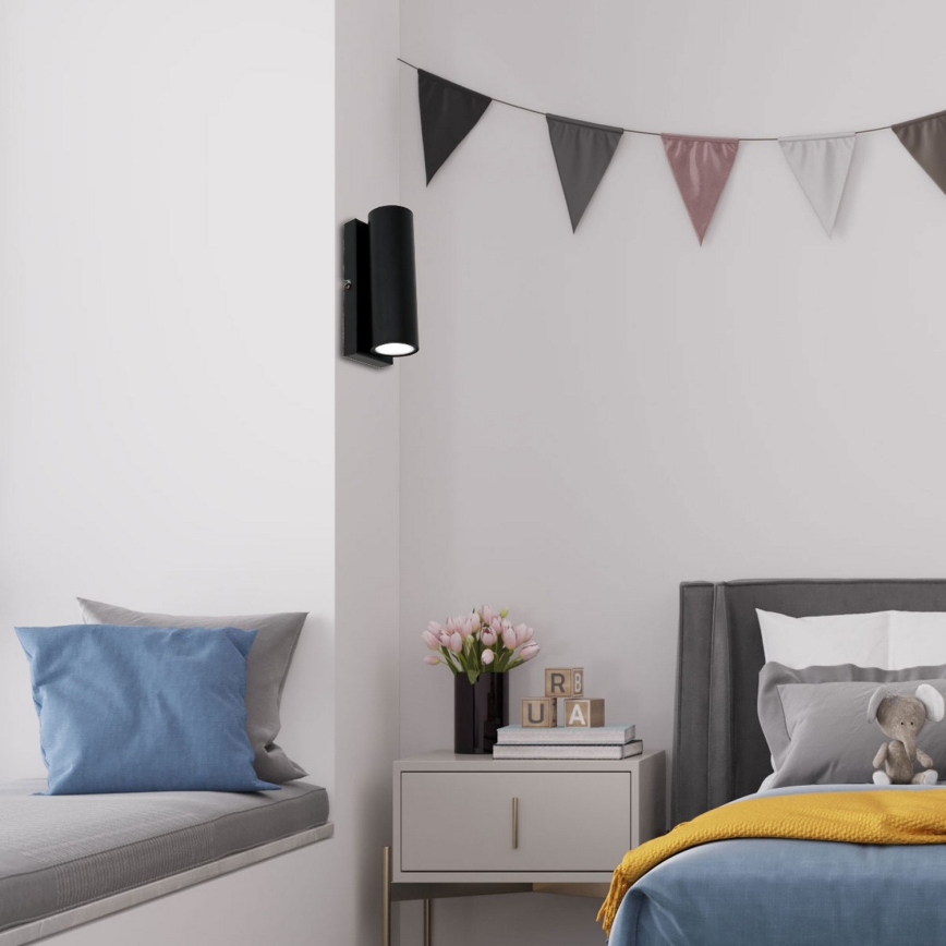 Iluminação de parede WALL 1xGU10/8W/230V preto