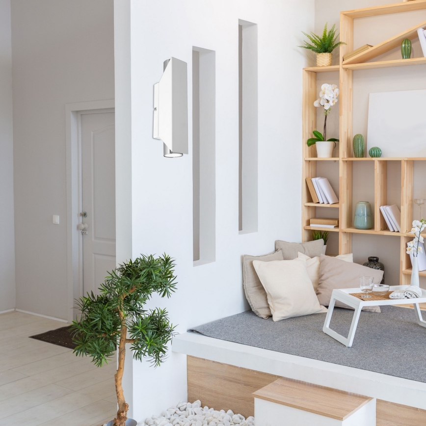 Iluminação de parede WALL 2xGU10/8W/230V branco/cromado brilhante