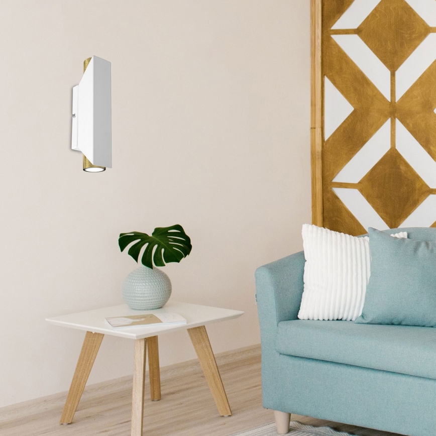 Iluminação de parede WALL 2xGU10/8W/230V branco/latão