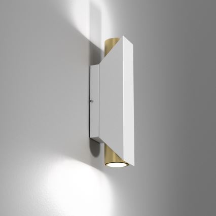 Iluminação de parede WALL 2xGU10/8W/230V branco/latão
