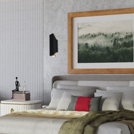 Iluminação de parede WALL 2xGU10/8W/230V preto/latão