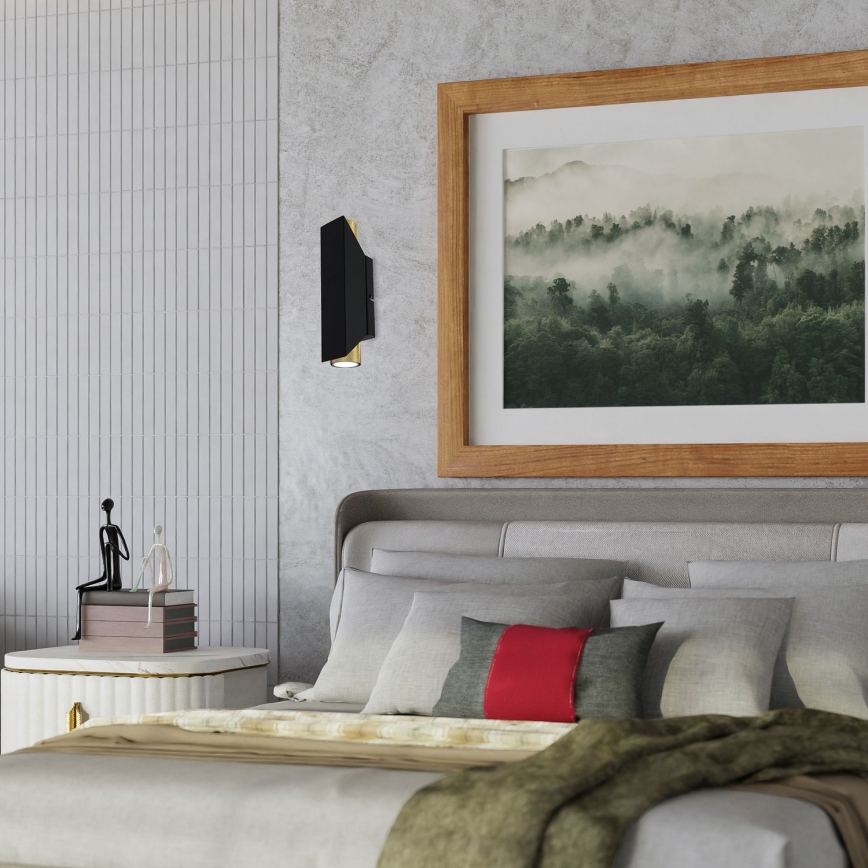 Iluminação de parede WALL 2xGU10/8W/230V preto/latão