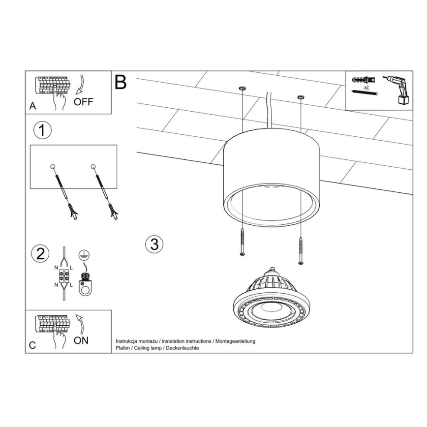 Iluminação de teto BASIC AR111 1xGU10/40W/230V betão