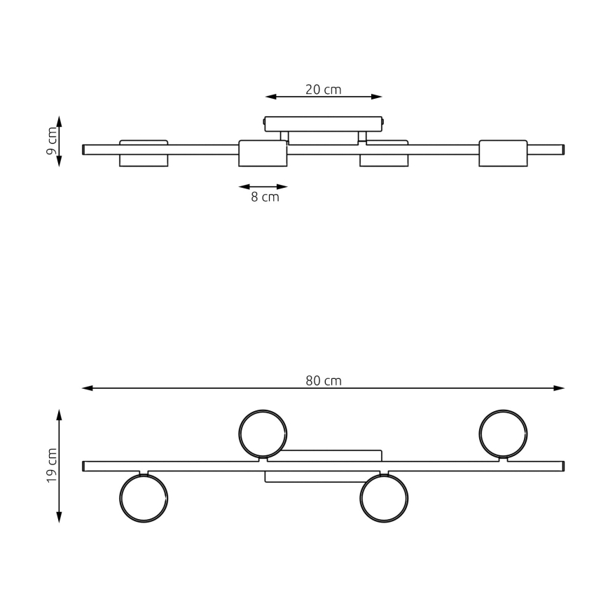 Iluminação de teto BET 4xGX53/12W/230V preto