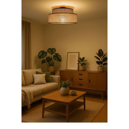Iluminação de teto BOHO 1xE27/60W/230V diâmetro 40 cm bege