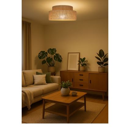 Iluminação de teto BOHO 1xE27/60W/230V diâmetro 40 cm bege