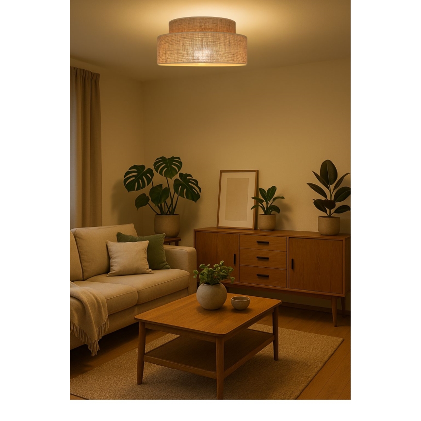 Iluminação de teto BOHO 1xE27/60W/230V diâmetro 40 cm bege