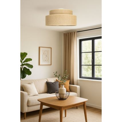 Iluminação de teto BOHO 1xE27/60W/230V diâmetro 40 cm bege