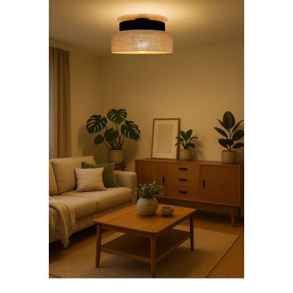 Iluminação de teto BOHO 1xE27/60W/230V diâmetro 40 cm preto/bege