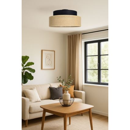Iluminação de teto BOHO 1xE27/60W/230V diâmetro 40 cm preto/bege