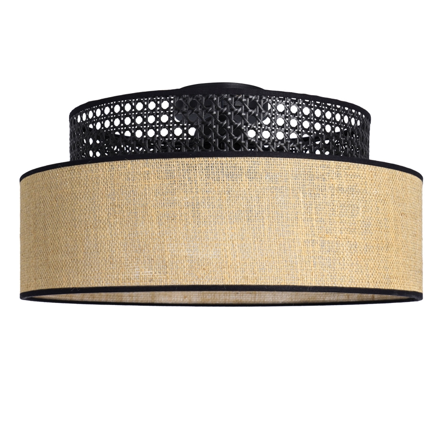 Iluminação de teto BOHO 1xE27/60W/230V diâmetro 40 cm preto/vime