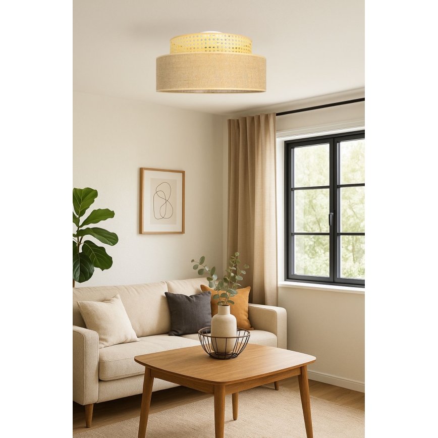 Iluminação de teto BOHO 1xE27/60W/230V diâmetro 40 cm vime
