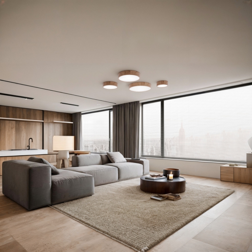 Iluminação de teto CLEO 5xE27/24W/230V diâmetro 57,5 cm carvalho