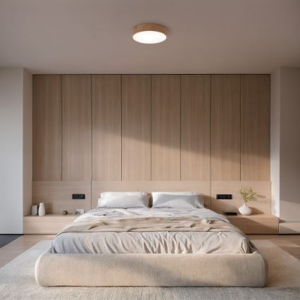 Iluminação de teto de casa de banho CLEO 3xE27/24W/230V IP54 diâmetro 37,5 cm carvalho