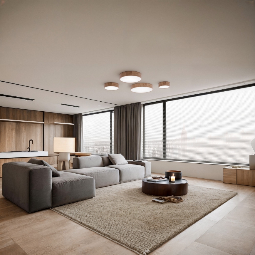 Iluminação de teto de casa de banho CLEO 3xE27/24W/230V IP54 diâmetro 37,5 cm carvalho