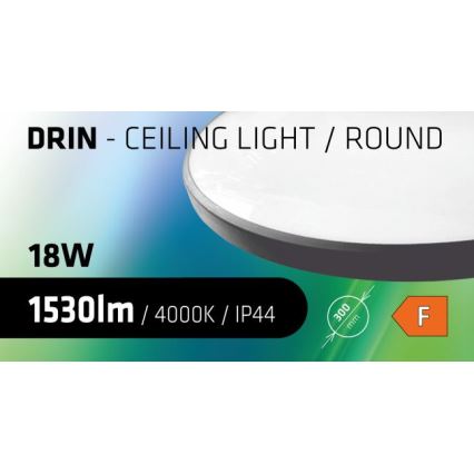 Iluminação de teto de casa de banho LED CIRCLE LED/18W/230V 4000K diâmetro 30 cm IP44 preto