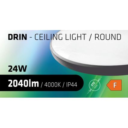 Iluminação de teto de casa de banho LED CIRCLE LED/24W/230V 4000K diâmetro 37 cm IP44 preto